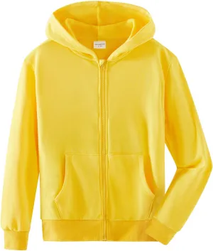 Spring&Gege Youth Solid Classic Hoodies Soft Hooded Full Zip Sweatshirts for Children (3-14 Years)
