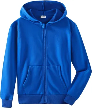Spring&Gege Youth Solid Classic Hoodies Soft Hooded Full Zip Sweatshirts for Children (3-14 Years)