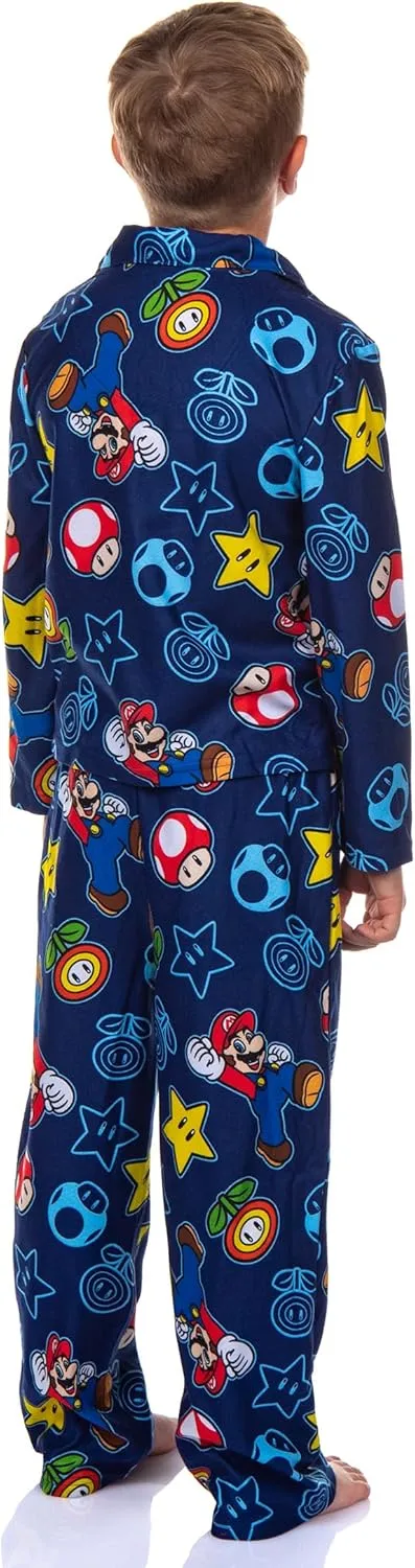 Super Mario Bros. Power Up Print Boy's 2-Piece Pajamas