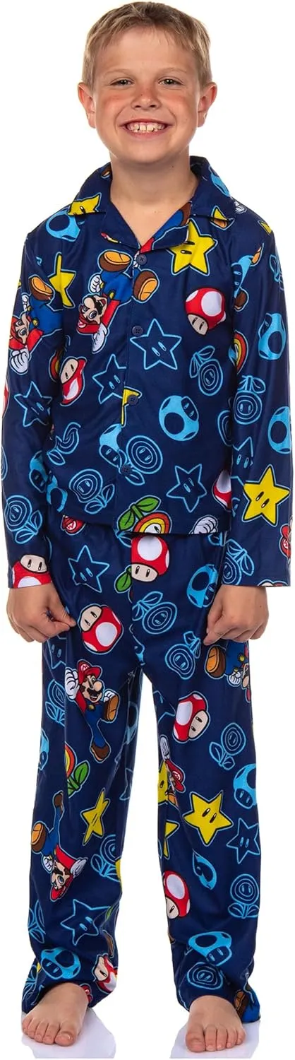 Super Mario Bros. Power Up Print Boy's 2-Piece Pajamas