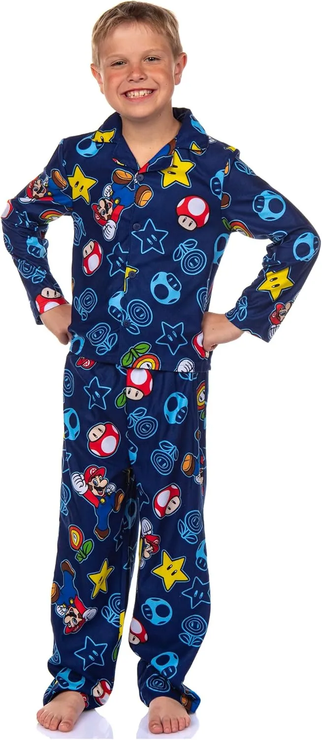 Super Mario Bros. Power Up Print Boy's 2-Piece Pajamas