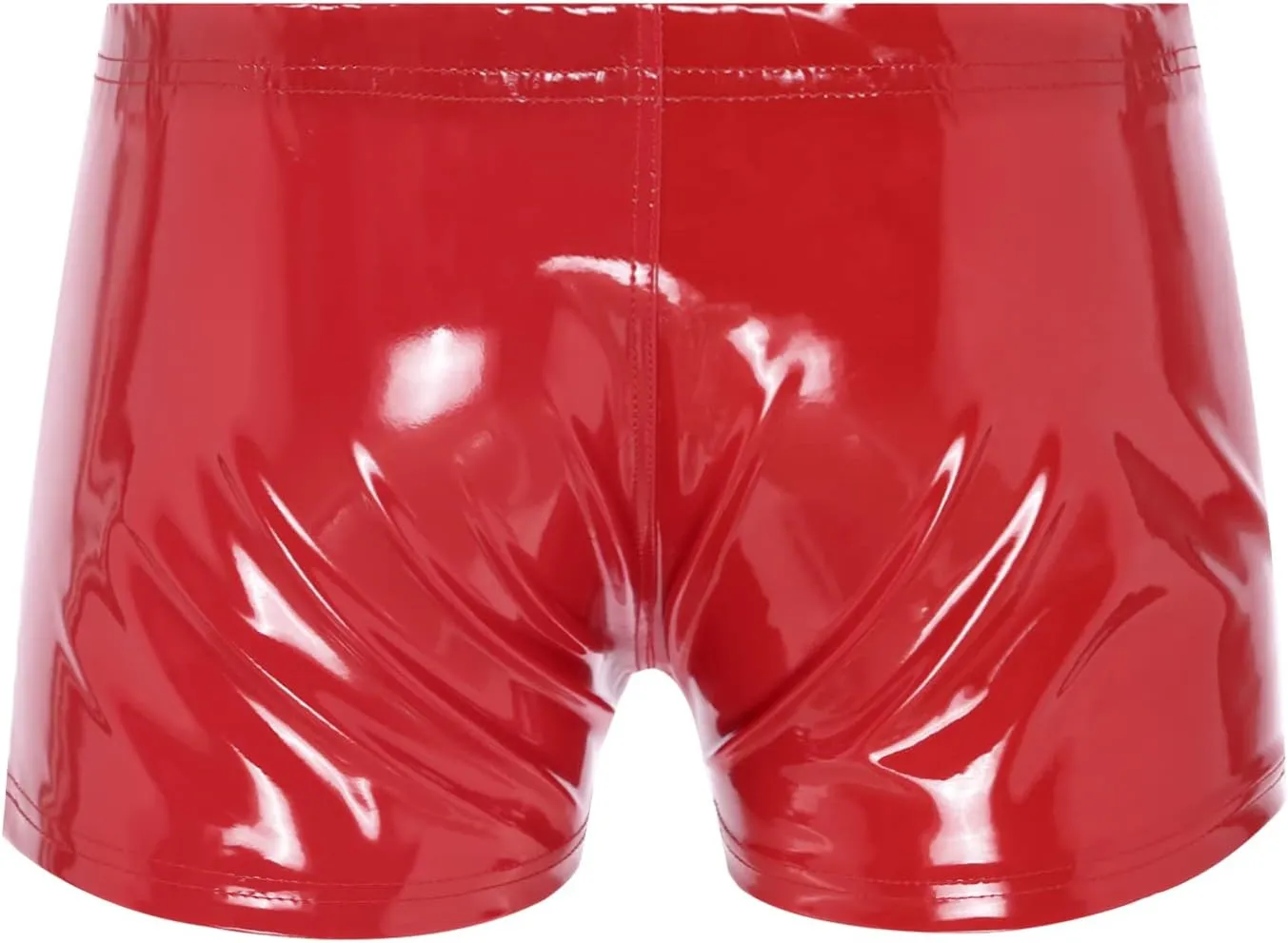 Sxiwei Mens Wet Look Patent Leather Shiny Zipper Front Shorts Elastic Boxer Briefs Trunks Underpants