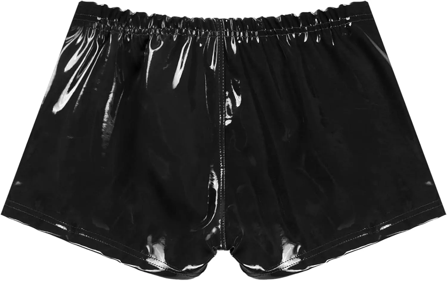 Sxiwei Mens Wet Look Patent Leather Shiny Zipper Front Shorts Elastic Boxer Briefs Trunks Underpants