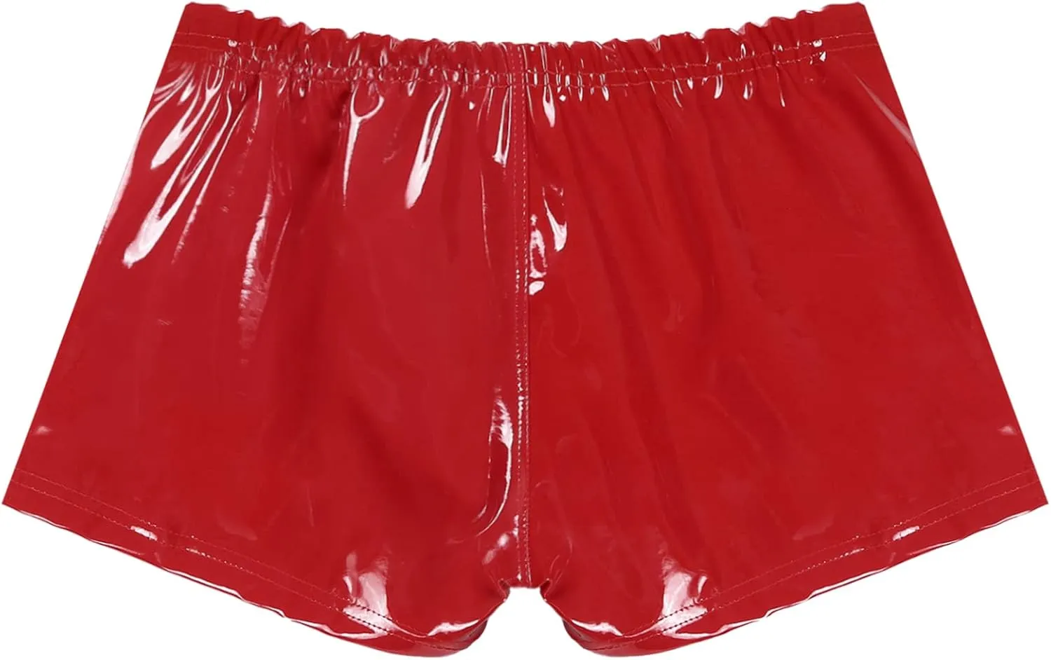 Sxiwei Mens Wet Look Patent Leather Shiny Zipper Front Shorts Elastic Boxer Briefs Trunks Underpants