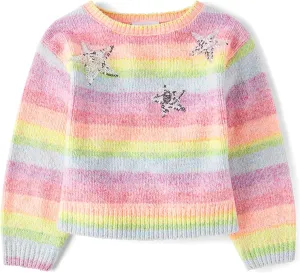 The Children's Place Girls' Long Sleeve Crew Neck Pullover Chenille Sweater