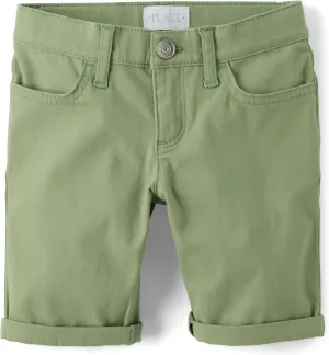 The Children's Place Girls' Roll Cuff Twill Skimmer Shorts