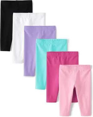 The Children's Place,Baby Girls,and Toddler Multipack Capri Leggings,Assorted Solids 6-Pack,3 Years