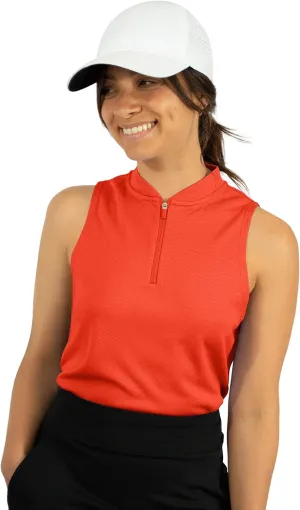 Three Sixty Six Womens Sleeveless Collarless Golf Polo Shirt with Zipper - Quick Dry Tank Tops for Women