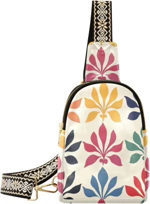 trendy Colorful Iris Pattern crossbody fanny pack leather fanny packs chest bag for hiking
