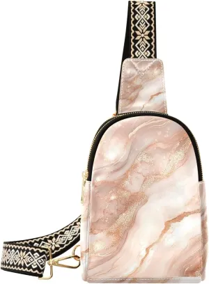 Trendy Rose Gold with Irregular Marble Texture small fanny pack leather fanny pack cross body for day pack