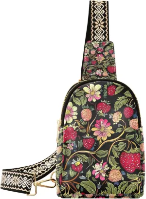 Trendy Strawberries Cherry Red women fanny pack sturdy brown leather fanny pack for day pack