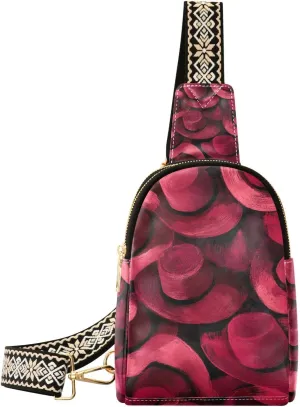 Trendy Wine Red Oil Painting Top Hat bag for woman leather women fanny pack crossbody for day pack