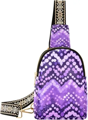 trendy Zigzag Dots Pattern in Puprle Colors_3 crossbody bag leather crossbody bags fanny pack for travel