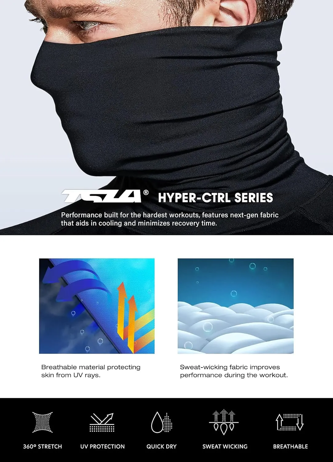 TSLA Men's UPF 50  Mock Long Sleeve Compression Shirts, Athletic Workout Shirt, Base Layer for Water Sports