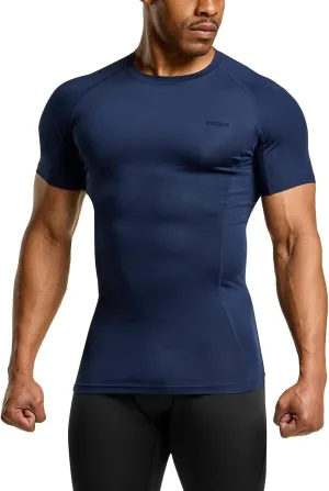 TSLA Men's UPF 50  Quick Dry Short Sleeve Compression Shirts, Athletic Workout Shirt, Water Sports Rash Guard