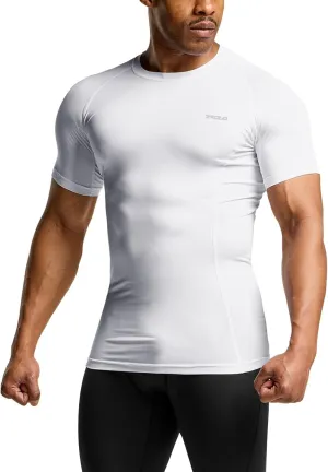 TSLA Men's UPF 50  Quick Dry Short Sleeve Compression Shirts, Athletic Workout Shirt, Water Sports Rash Guard