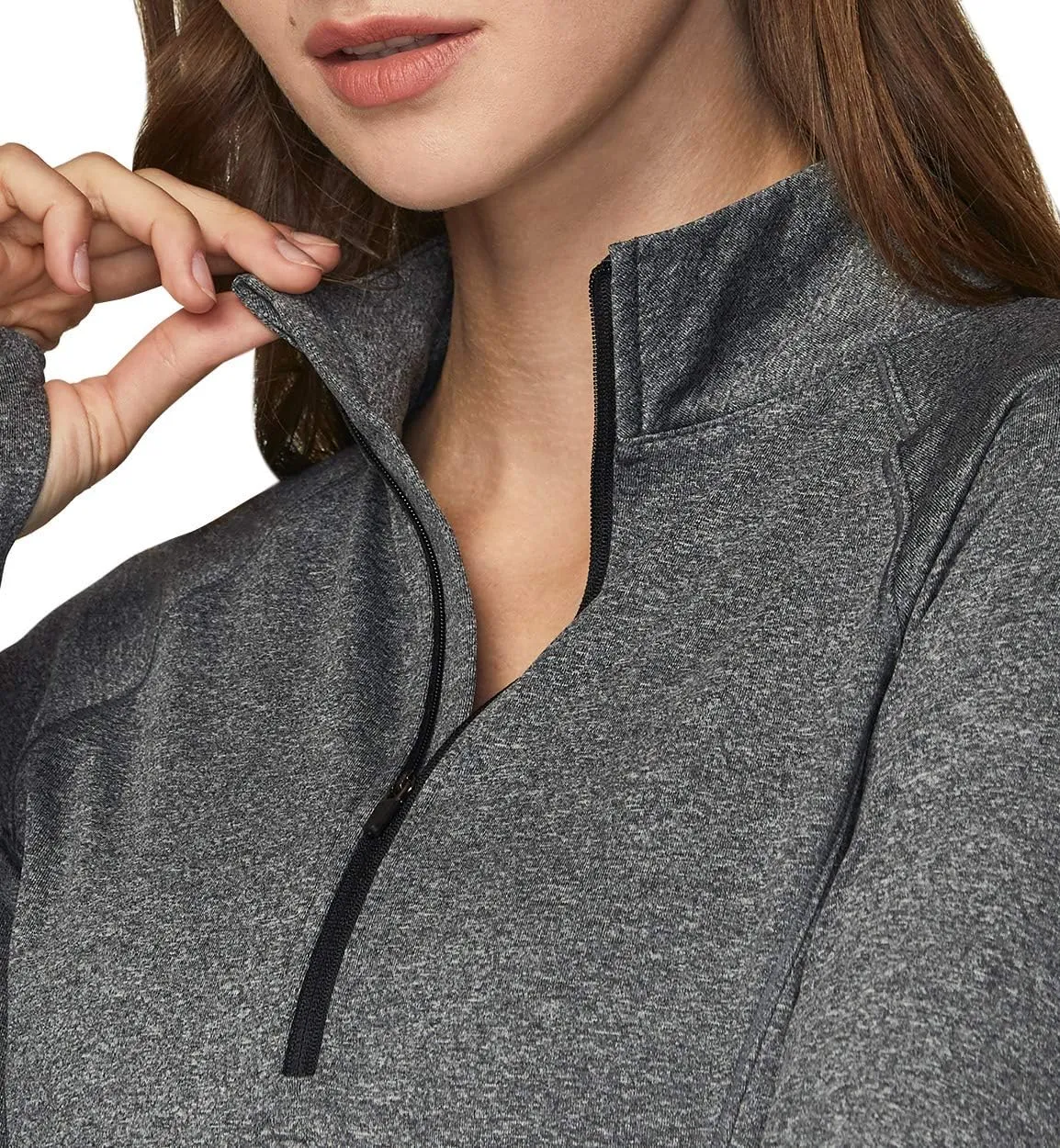 TSLA Women's 1/2 Zip Thermal Pullover Shirts, Lightweight Slim Fit Athletic Fleece Lining Winter Running Sweatshirt