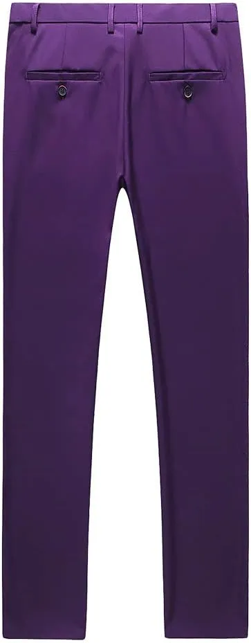 UNINUKOO Mens Dress Pants Slim Fit Solid Color Skinny Trousers Classic Business Casual Wedding Suit Pants