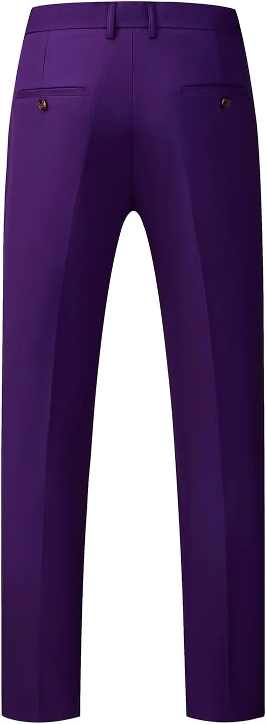 UNINUKOO Mens Dress Pants Slim Fit Solid Color Skinny Trousers Classic Business Casual Wedding Suit Pants