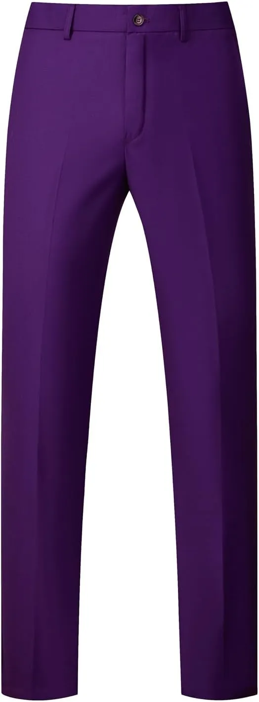 UNINUKOO Mens Dress Pants Slim Fit Solid Color Skinny Trousers Classic Business Casual Wedding Suit Pants