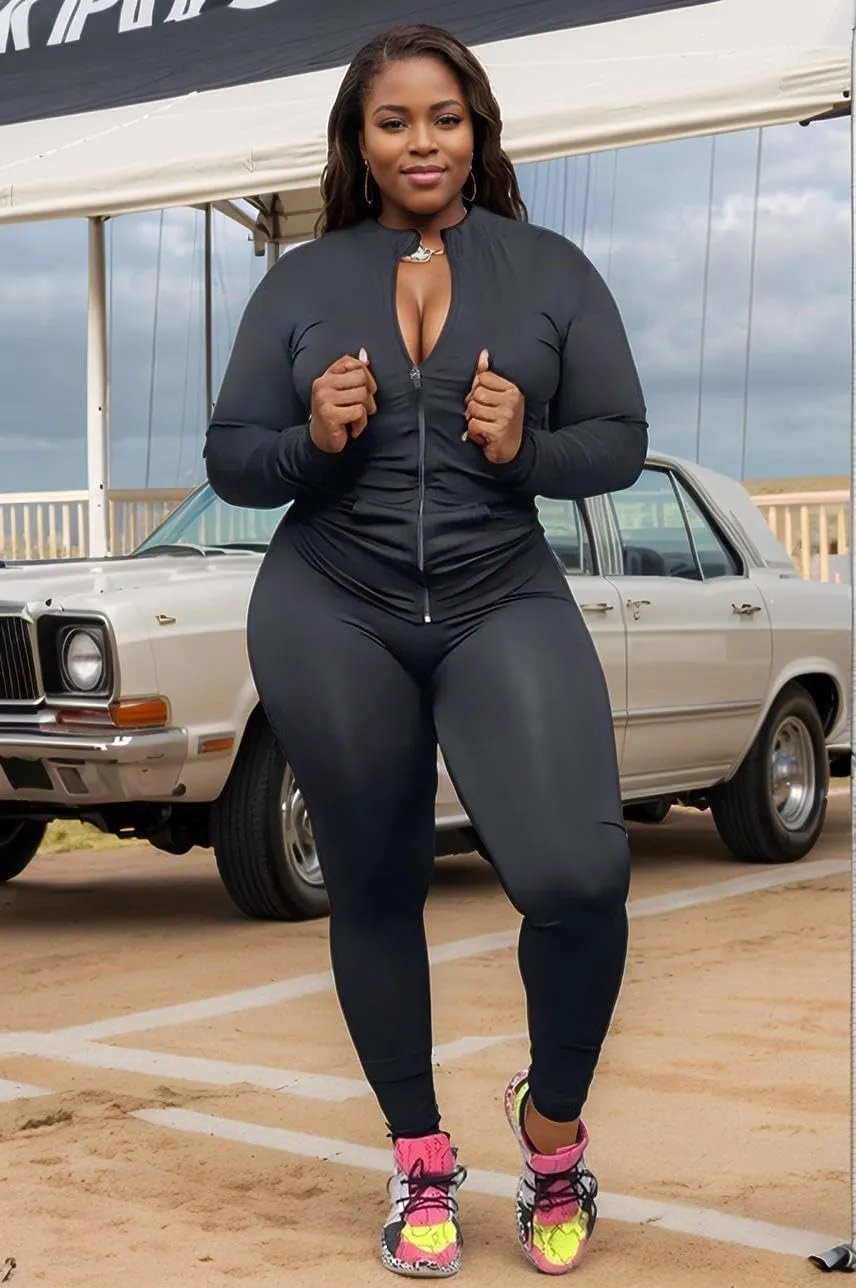 UOUA Two Piece Outfits Women Tracksuit Sets Long Sleeve Zip Up Jacket & Leggings for Gym Workout Set
