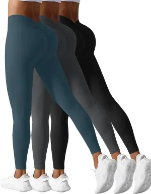 V Back Workout Leggings for Women High Waisted Biker Booty Tights Scrunch Butt Lifting Gym Yoga Pants