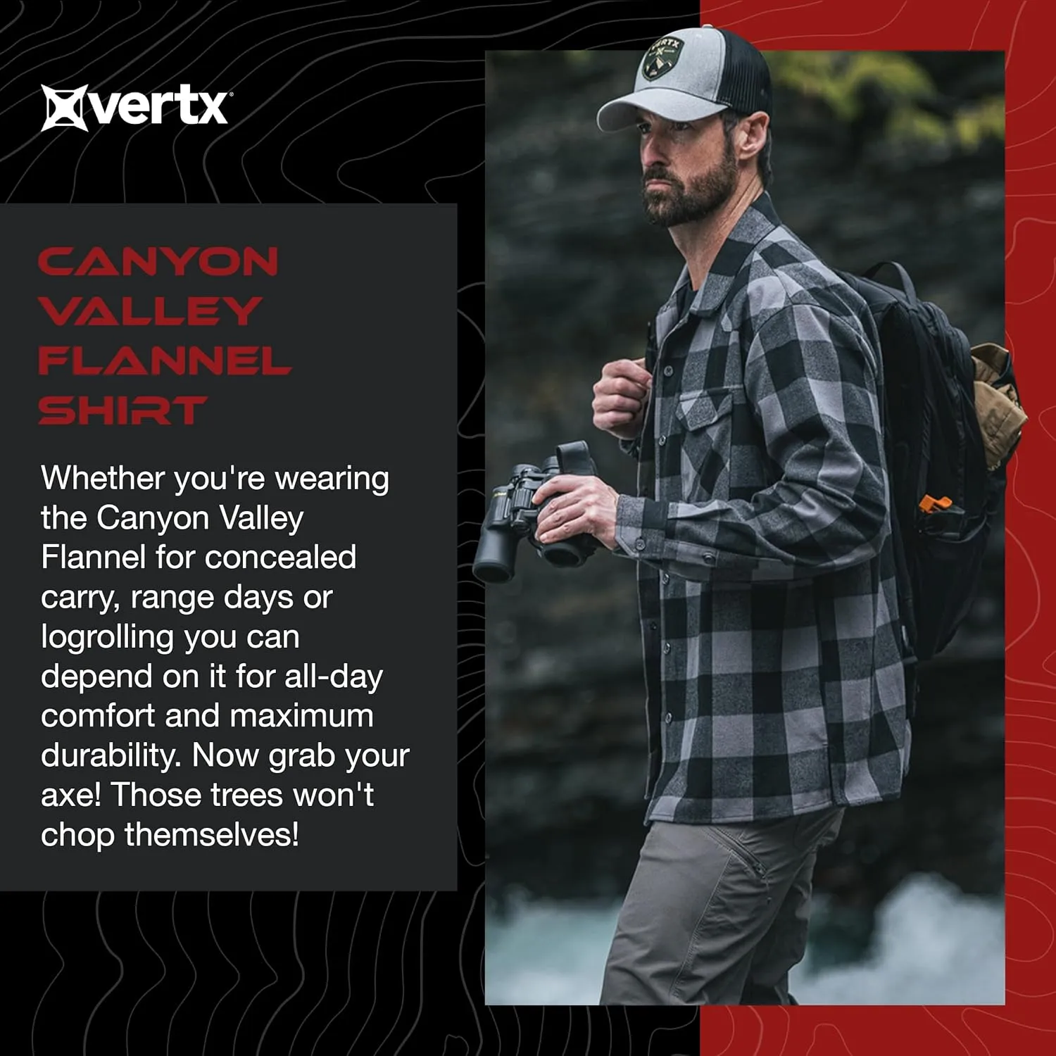 Vertx Canyon Valley Mens Tactical Flannel Shirt Long Sleeve Outdoor Work Shirts with Pockets, Tactical Operations Gear