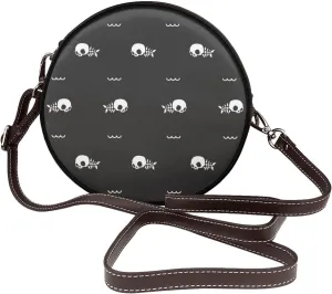 Vintage Faux Leather Shoulder Crossbody Purse Handbag Round for Women with Adjustable Strap