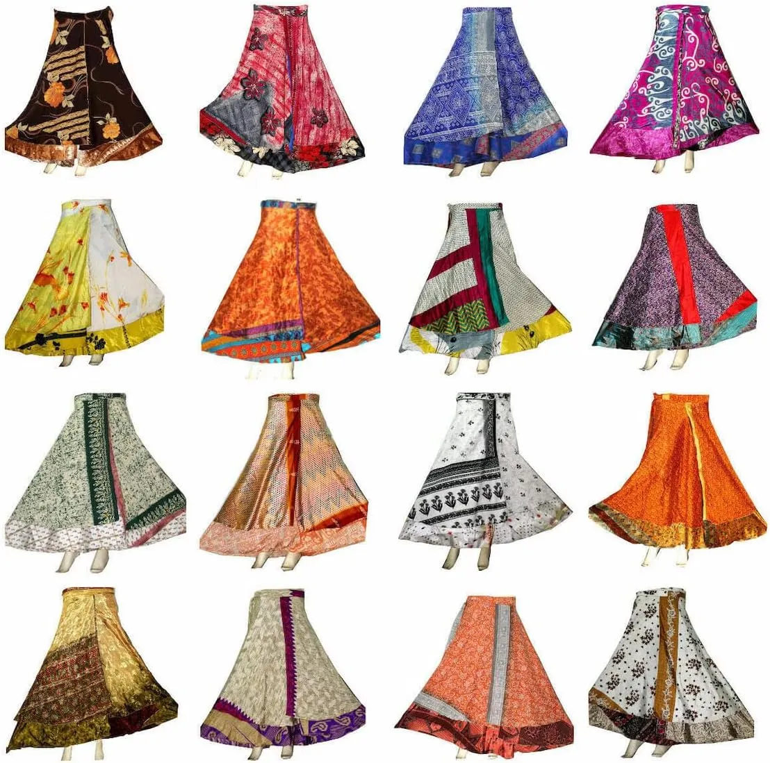 Vintage Mini Silk wrap Skirt Women Beach Skirt Handmade Boho Magic Double Layer Silk Skirt