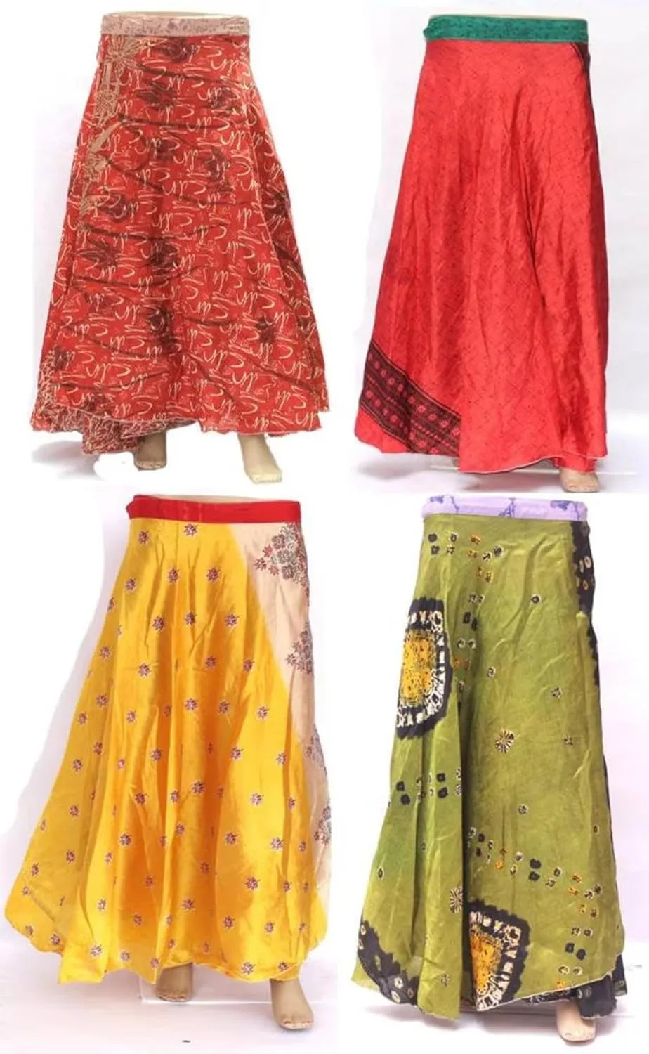 Vintage Mini Silk wrap Skirt Women Beach Skirt Handmade Boho Magic Double Layer Silk Skirt