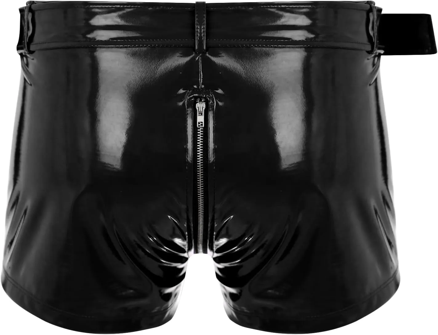 Vxuxlje Men's PVC Faux Leather Low Rise Shorts Wet Look Boxer Briefs Nightclub Dance Hot Pants