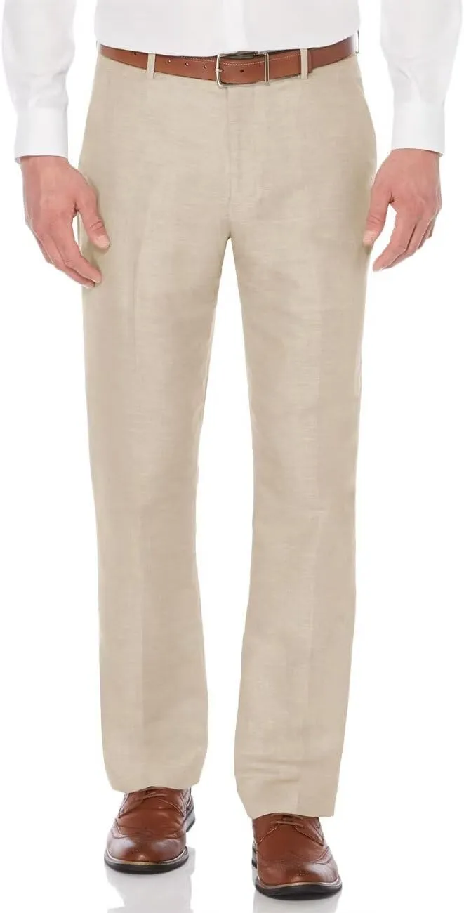 Wangyue Mens Linen Pants Slim Fit Casual Linen Beach Summer Pants for Wedding Casual Lightweight Linen Trousers