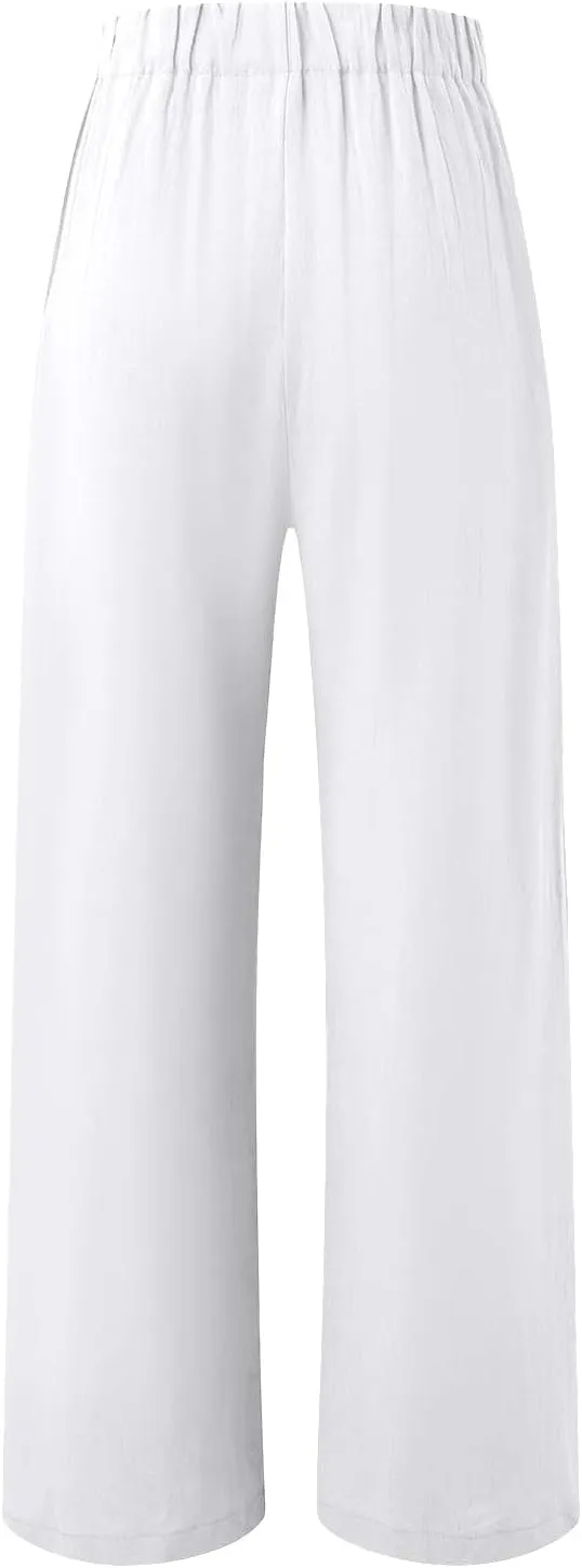 Wide Leg Pants for Women Summer High Waist Wear to Work Casual Trousers Loose Fit Straight Boho Palazzo Pants with Pockets