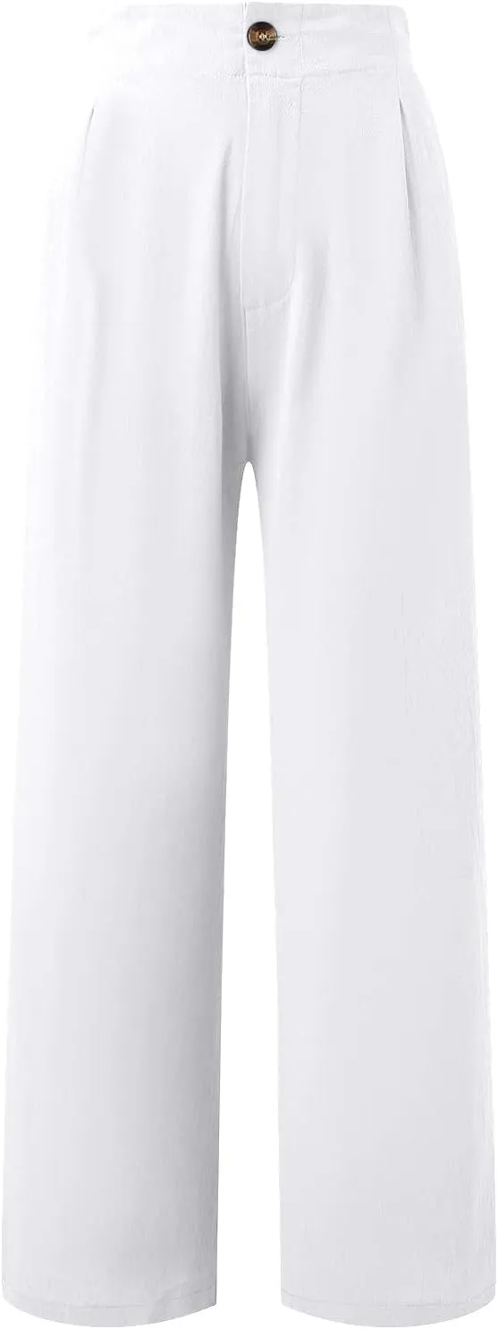Wide Leg Pants for Women Summer High Waist Wear to Work Casual Trousers Loose Fit Straight Boho Palazzo Pants with Pockets