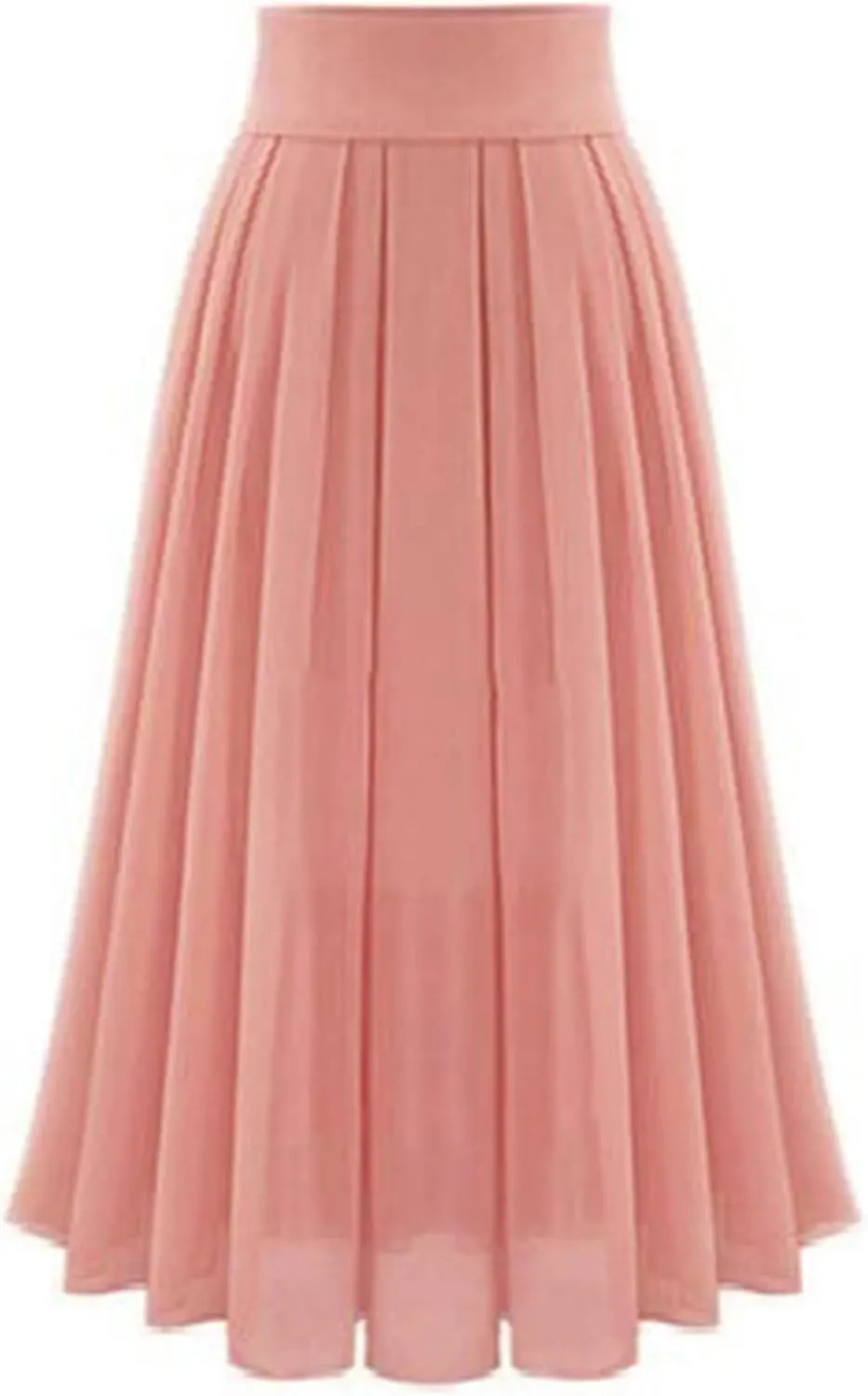 Women High Waisted Flared Skirt Pleated Midi Skirt A-Line Elastic Maxi Skirts Swing Business Work Vintage Flowy Skirt