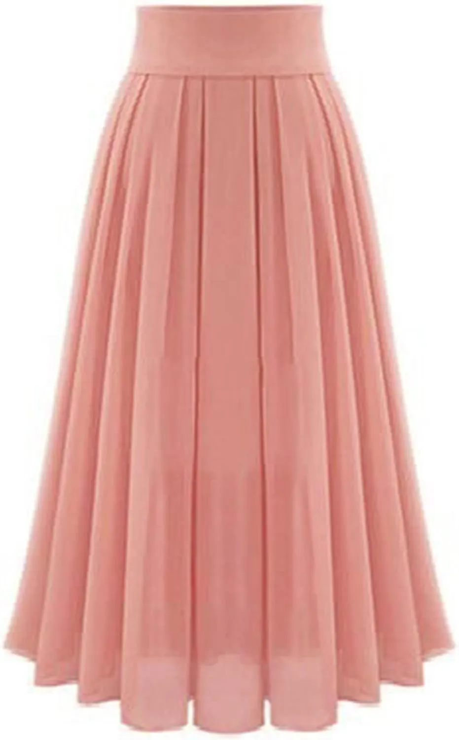 Women High Waisted Flared Skirt Pleated Midi Skirt A-Line Elastic Maxi Skirts Swing Business Work Vintage Flowy Skirt