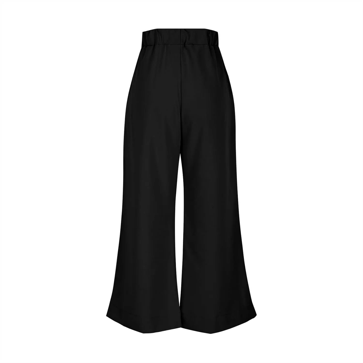 Women Wide Leg Cotton Linen Pants Elastic High Waisted Side Slit Boho Trousers with Pocekts Business Casual Outfits