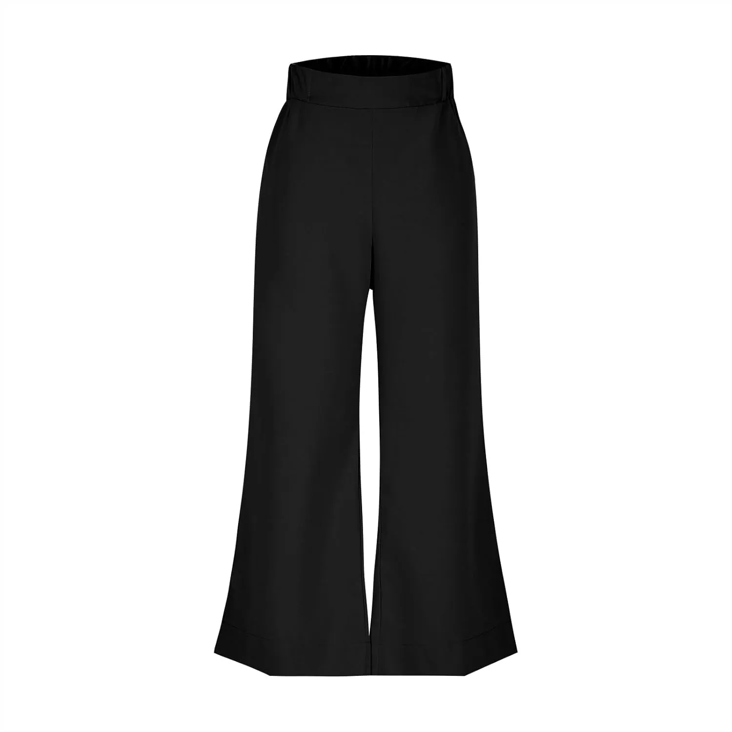Women Wide Leg Cotton Linen Pants Elastic High Waisted Side Slit Boho Trousers with Pocekts Business Casual Outfits