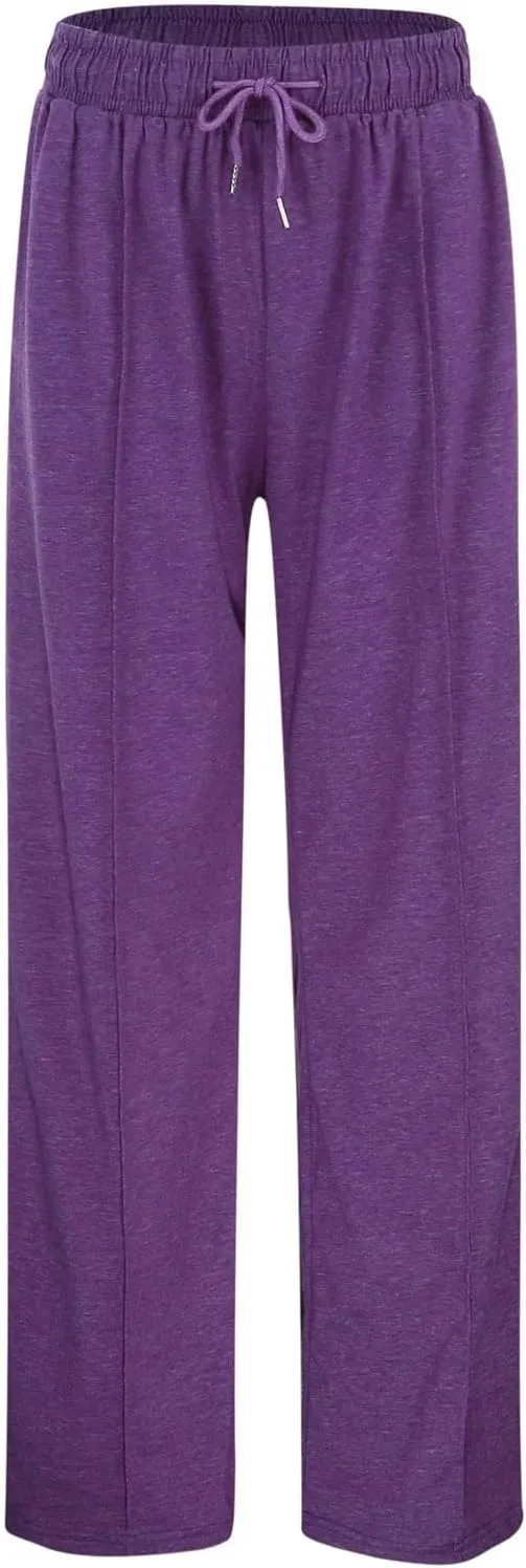 Women Wide Leg Sweatpant High Waist Cotton Baggy Casual Drawstring Waist Running Joggers Pants with Pockets