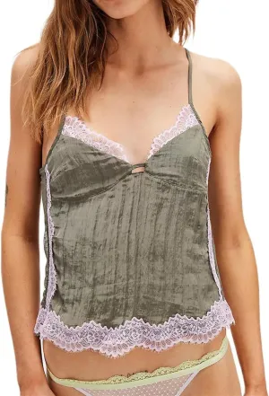 Women Y2k Lace Trim Camisole Sheer Mesh Tie Back Tank Top Sexy Low Cut Backless Shirts Summer