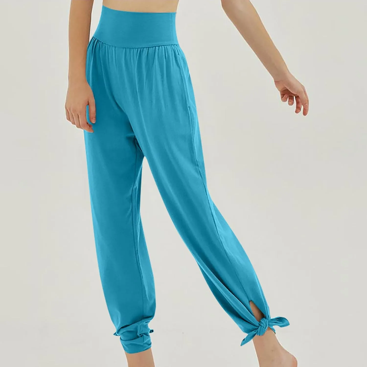Women's 2024 Casual Solid Pants Fashion Elastic Waist Trousers with Pockets High Waist Leggings Lounger Sweatpants