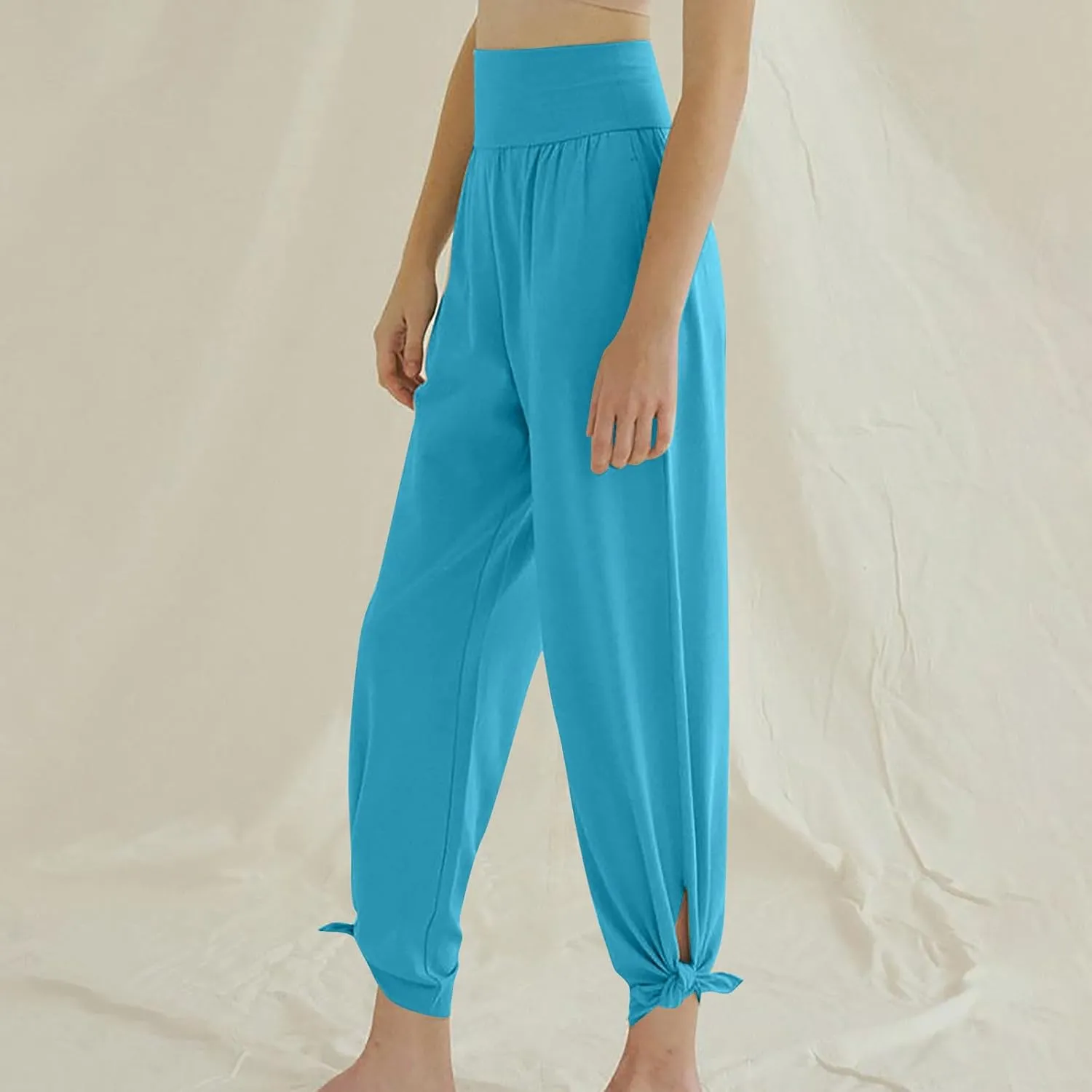Women's 2024 Casual Solid Pants Fashion Elastic Waist Trousers with Pockets High Waist Leggings Lounger Sweatpants
