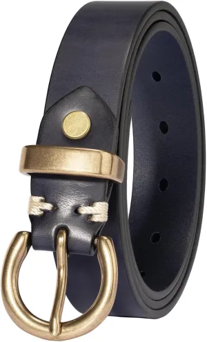 Womens Belt for Jeans Genuine Leather Belt Vintage Solid Brass Circle buckle Gift Box Packaging