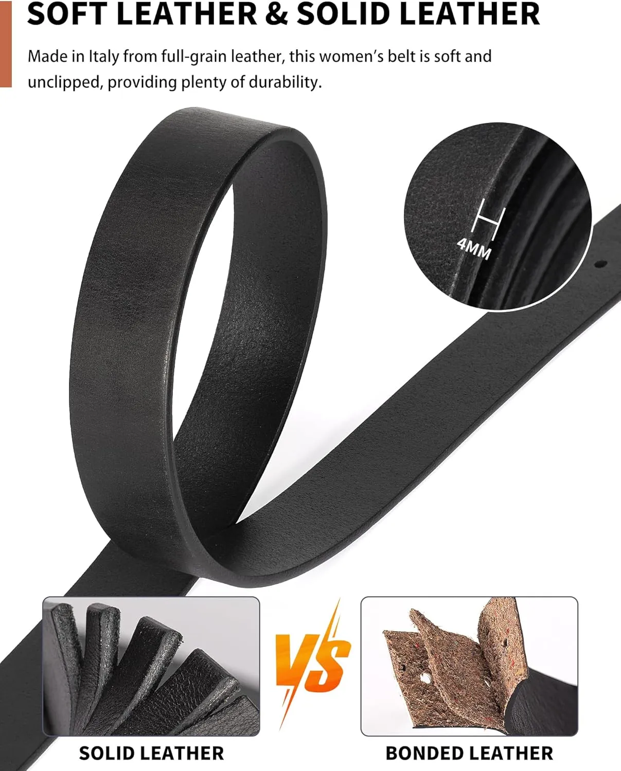 Womens Belt for Jeans Genuine Leather Belt Vintage Solid Brass Circle buckle Gift Box Packaging