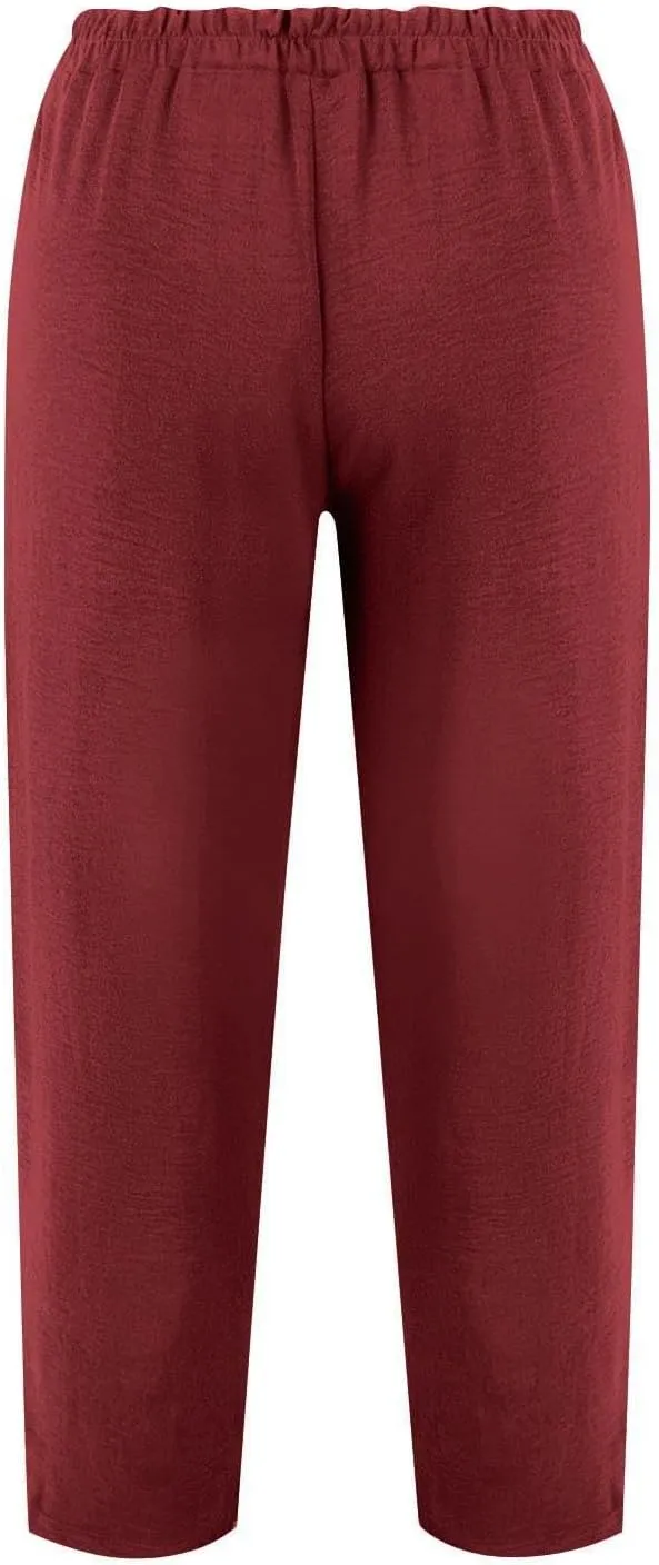 Womens Cargo Pants with Pockets Casual 2024 Summer Straight Pants Loose Trousers, Solid Pants