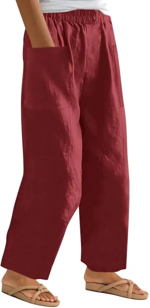 Womens Cargo Pants with Pockets Casual 2024 Summer Straight Pants Loose Trousers, Solid Pants