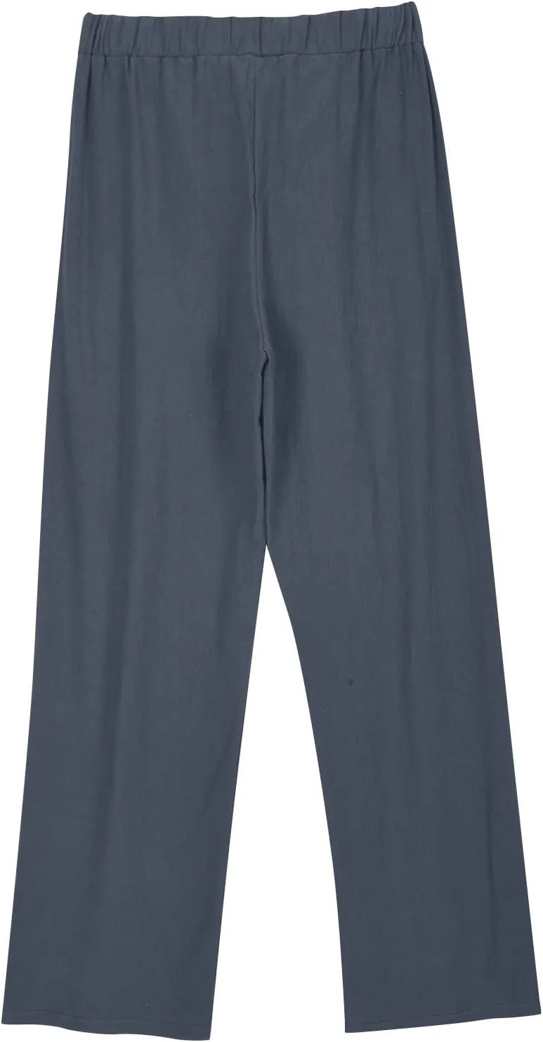 Women's Casual Lace Up Pants Lightweight Loose Wide Leg Pant Elastic High Waist Summer Beach Trousers with Pockets