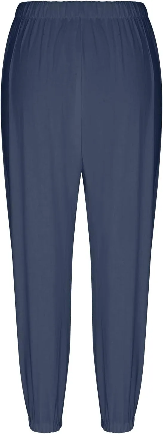 Womens Cotton Linen Pants Drawstring Jogger Pant Summer Loose Beach Trousers with Pockets Vacation Travel Clothes