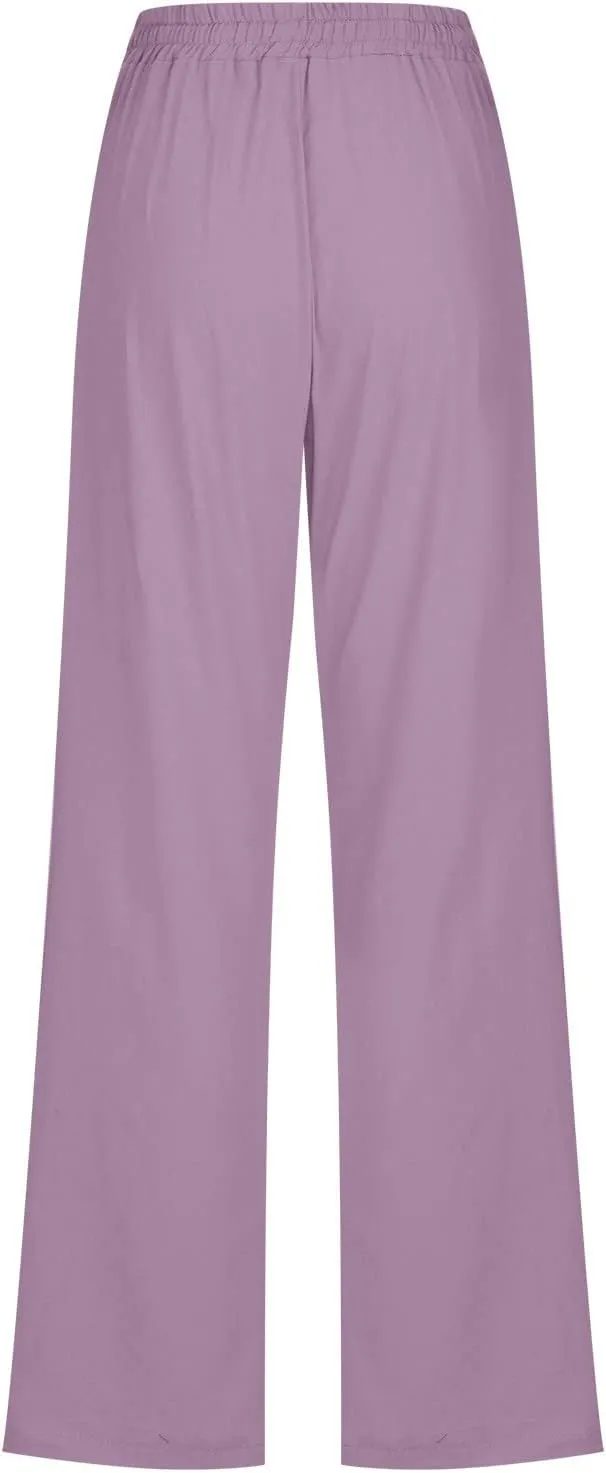 Womens Drawstring Cotton Linen Pants Solid Slim Fit Tapered Trousers Summer Beach Vacation Slacks 2025 Solid Outfits