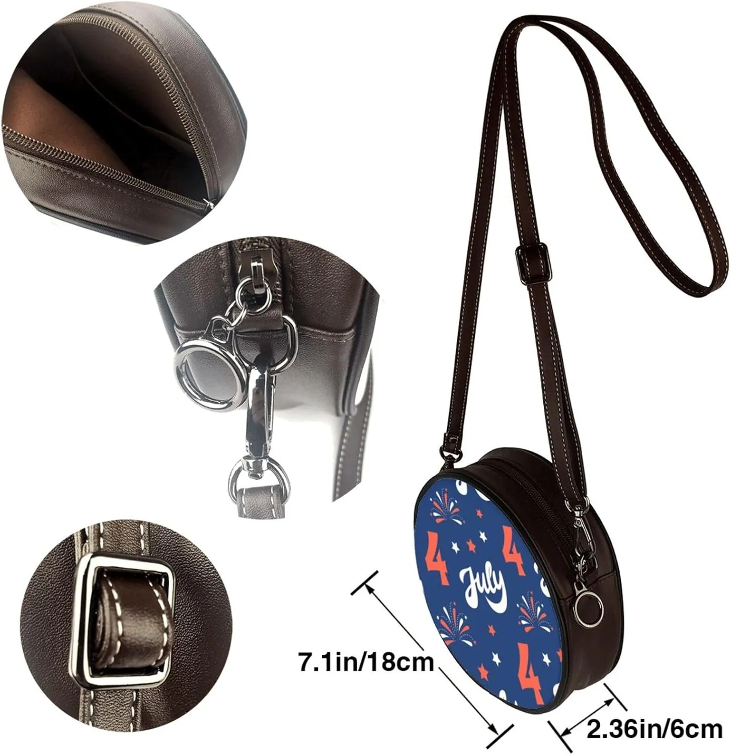 Women's Faux Leather Crossbody Bag Handle Circle Bag Mini Purse Clutch Handbag